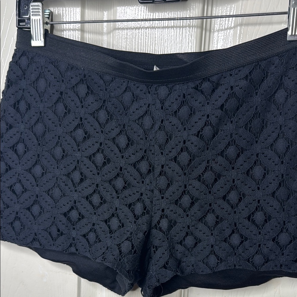 Lush Black High Waist Elegant Lace Shorts - Picture 3 of 4